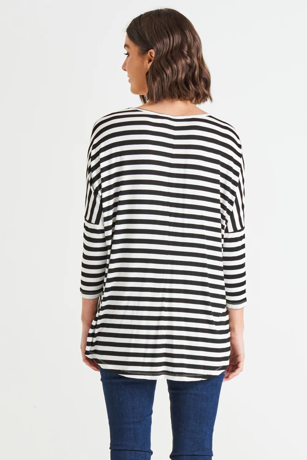 Betty Basics Milan 3/4 Sleeve Top [COLOUR:Black/white stripe SIZE:12]