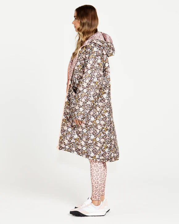 Sass Alessia Reversible Long Puffer Jacket [COLOUR:Chocolate Floral SIZE:8]