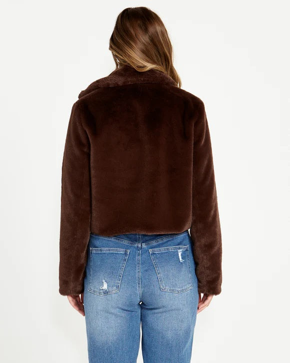 Sass Xanthe Cropped Fur Jacket [COLOUR:Chocolate SIZE:8]