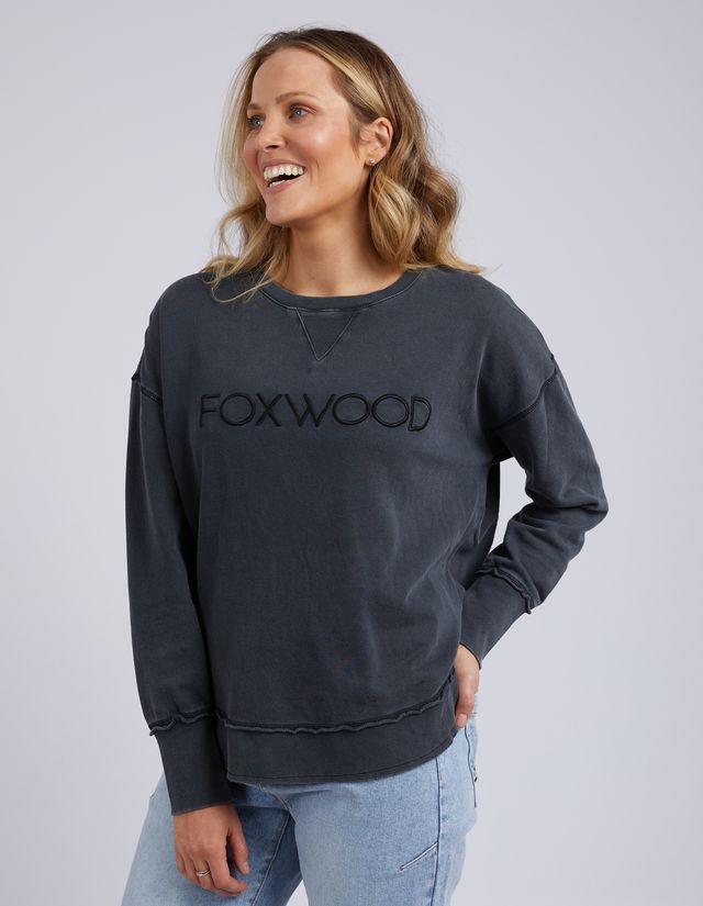Foxwood Washed Simplified Crew [COLOUR:Washed black SIZE:8]