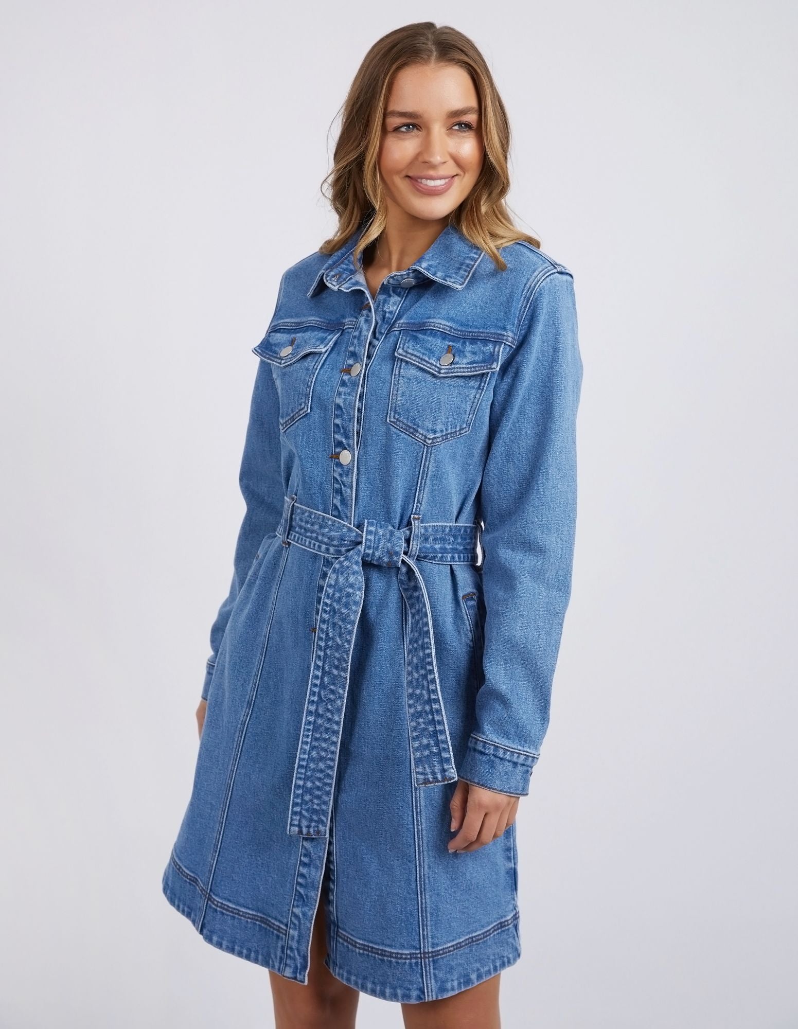 Foxwood Riley Denim Dress | Long Sleeves Short Dress