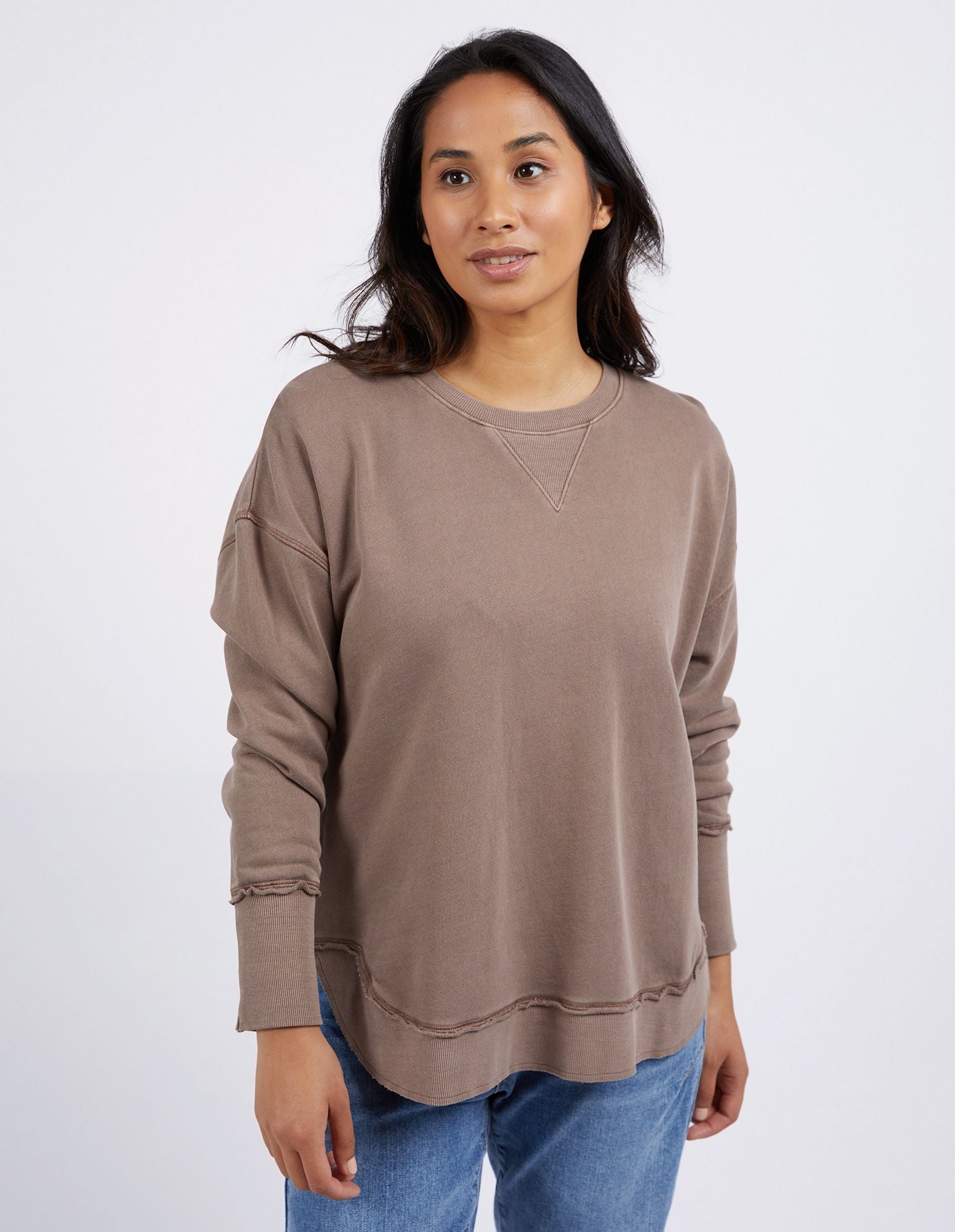 Foxwood Delilah Crew Mocha | Women's Sweatshirt | Little Extras Lifestyle | Forbes Women's Clothing Boutique