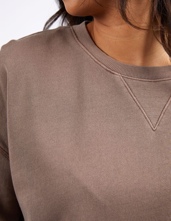 Foxwood Delilah Crew Mocha | 100% Cotton Sweatshirt | Little Extras Lifestyle | Women's Clothing Online Store Australia