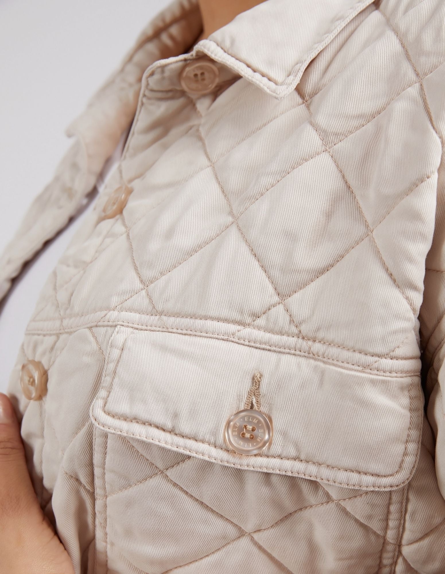 Katie Quilted Shacket | Padded Button-Through with Functional Pockets | Scooped Hemline and Cotton Lining