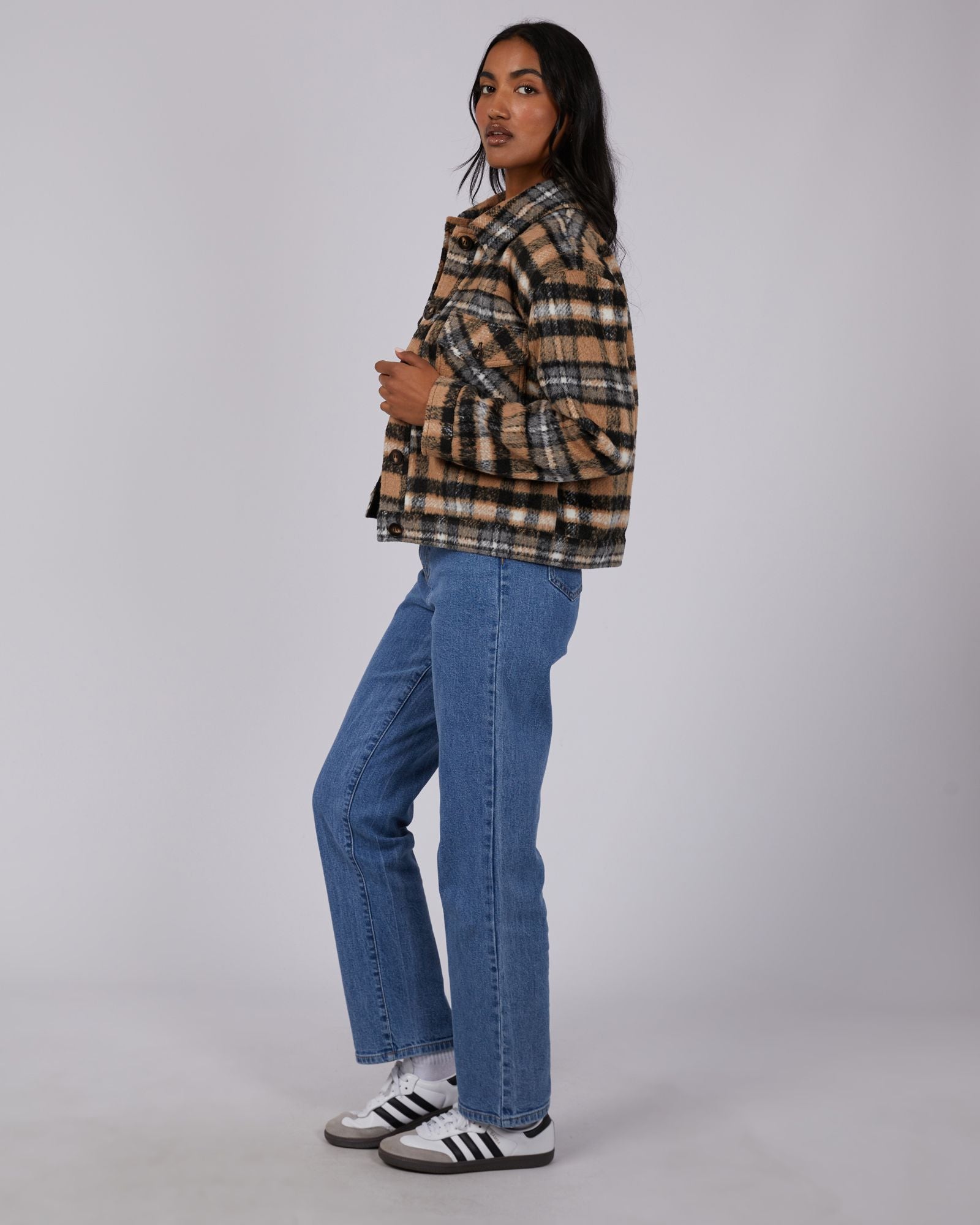 Viannah Cropped Jacket | Boxy Fit with Chest Pockets and Full Lining | Lightweight Layering Piece in Polyester