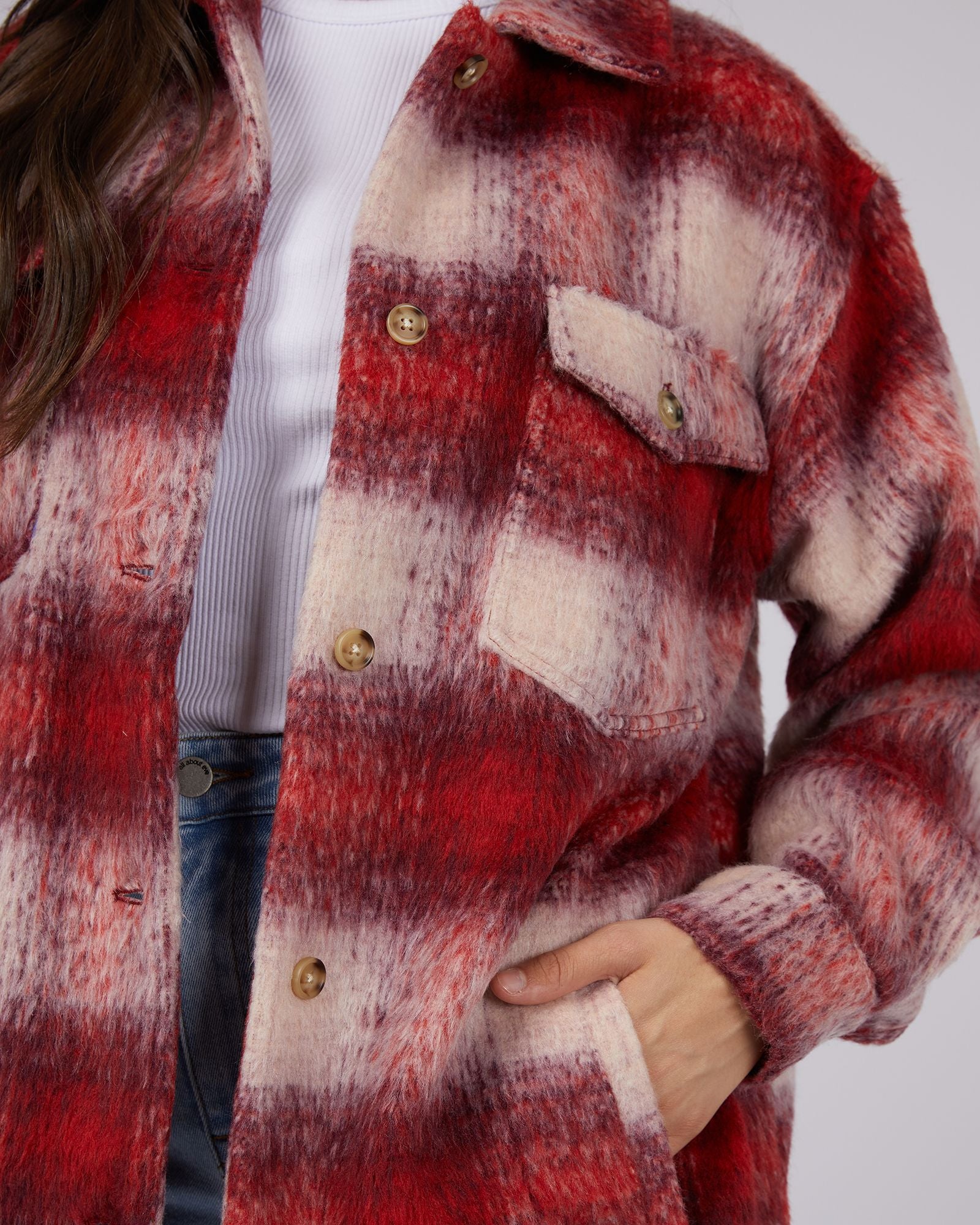 Primrose Check Shacket | Classic Utility Fit with Chest Pockets | Soft Polyester in a Relaxed Check Design