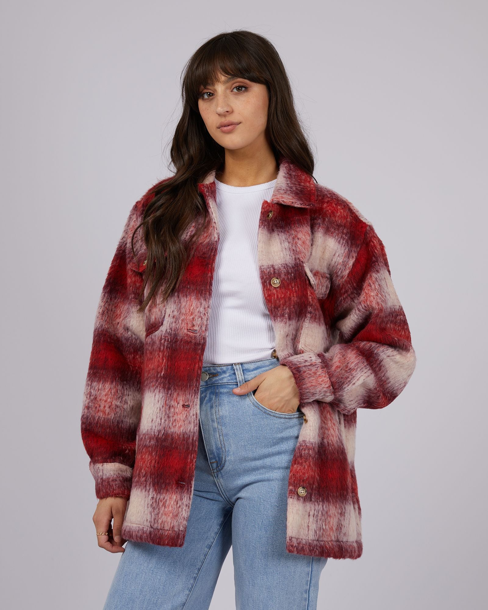 Primrose Check Shacket | Classic Utility Fit with Chest Pockets | Soft Polyester in a Relaxed Check Design