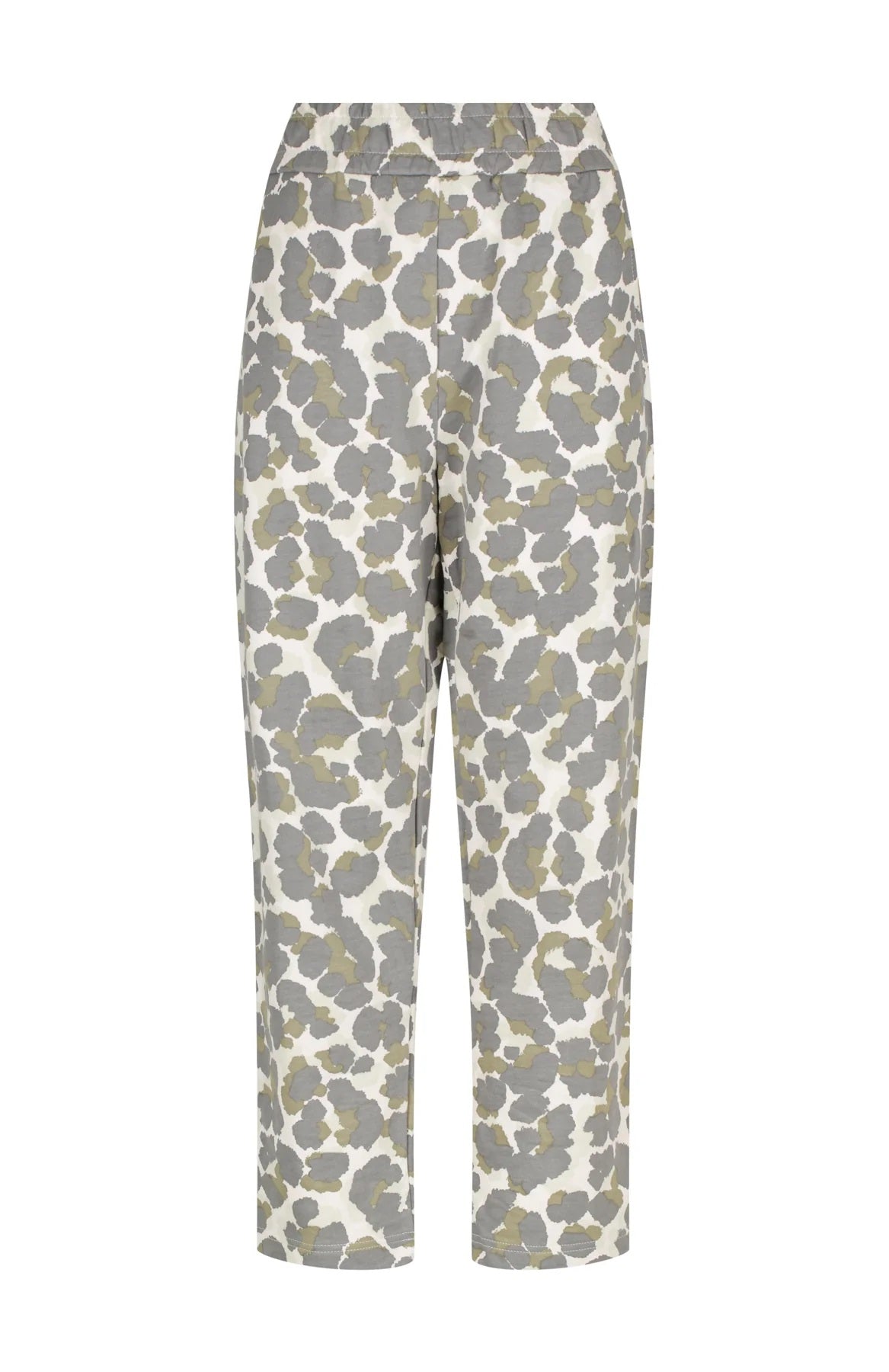 Grace Jogger Pants | Khaki Leopard Print with Elastic Waistband and Scoop Pockets | Relaxed Fit in 100% Cotton Terry