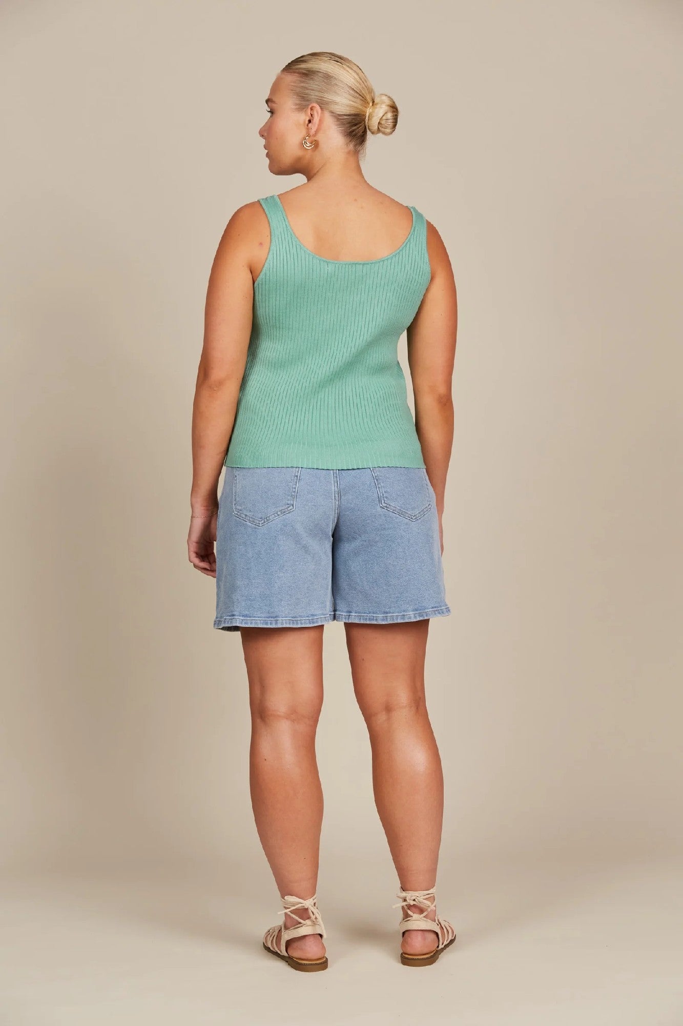 Isle of Mine ribbed knit scoop neck tank Seafoam