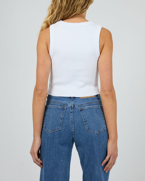 Back view of Silent Theory Pia White Crop Tank