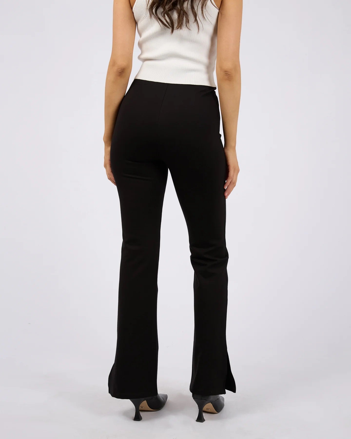 Jenna Side Split Pants | High-Rise Fit with Flared Leg and Ankle Split | Elastic Waistband with Invisible Zip