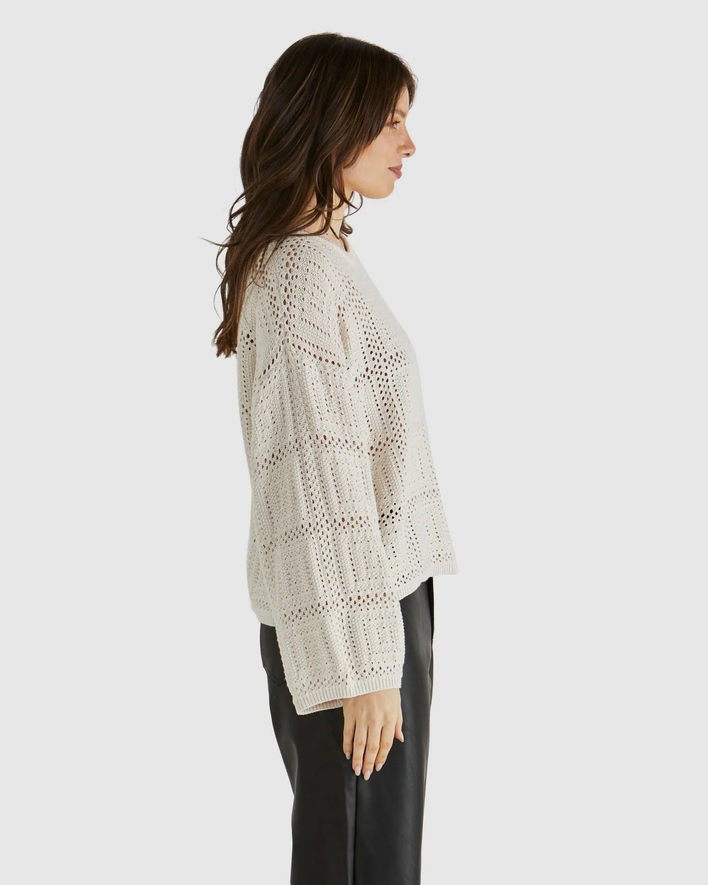 Marcello Crochet Top | Intricate Crochet Knit with Relaxed Sleeves | Made from 100% Natural Yarn
