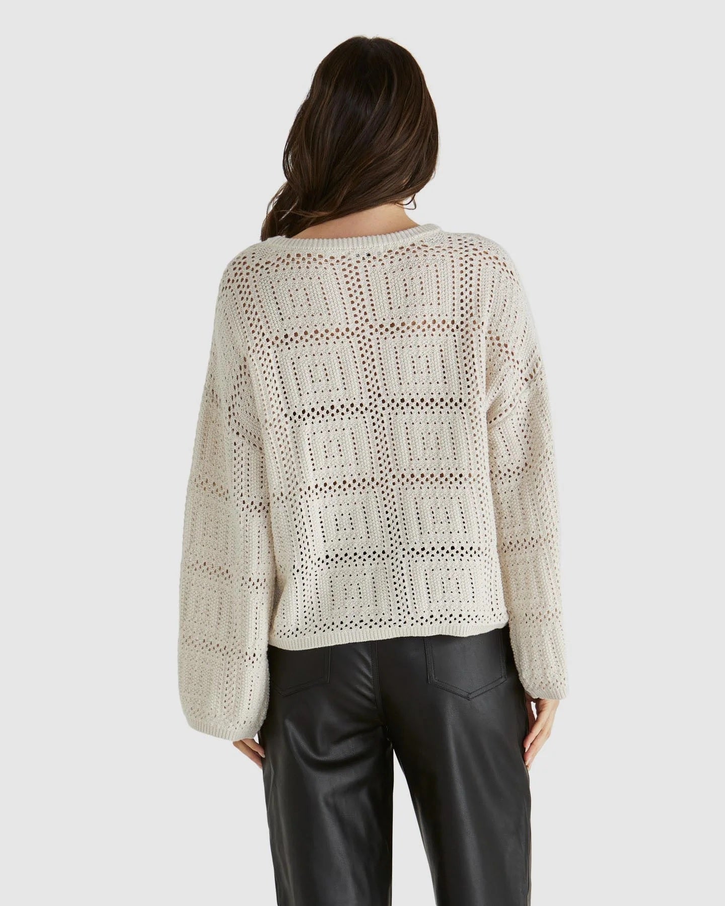 Marcello Crochet Top | Intricate Crochet Knit with Relaxed Sleeves | Made from 100% Natural Yarn