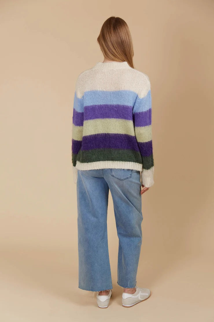 Pallas Stripe Jumper | Mohair-Look Knit with Round Neck and Long Sleeves | Relaxed Fit with Playful Striped Pattern