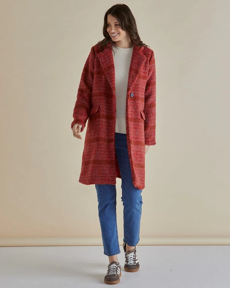 Relaxed Fit Coat for Women | Classic Collar with Front Flap Pockets | Straight Hem and Fully Lined