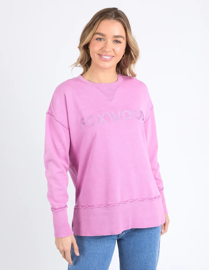 women's pink oversized crew neck sweatshirt | pink cotton jumper