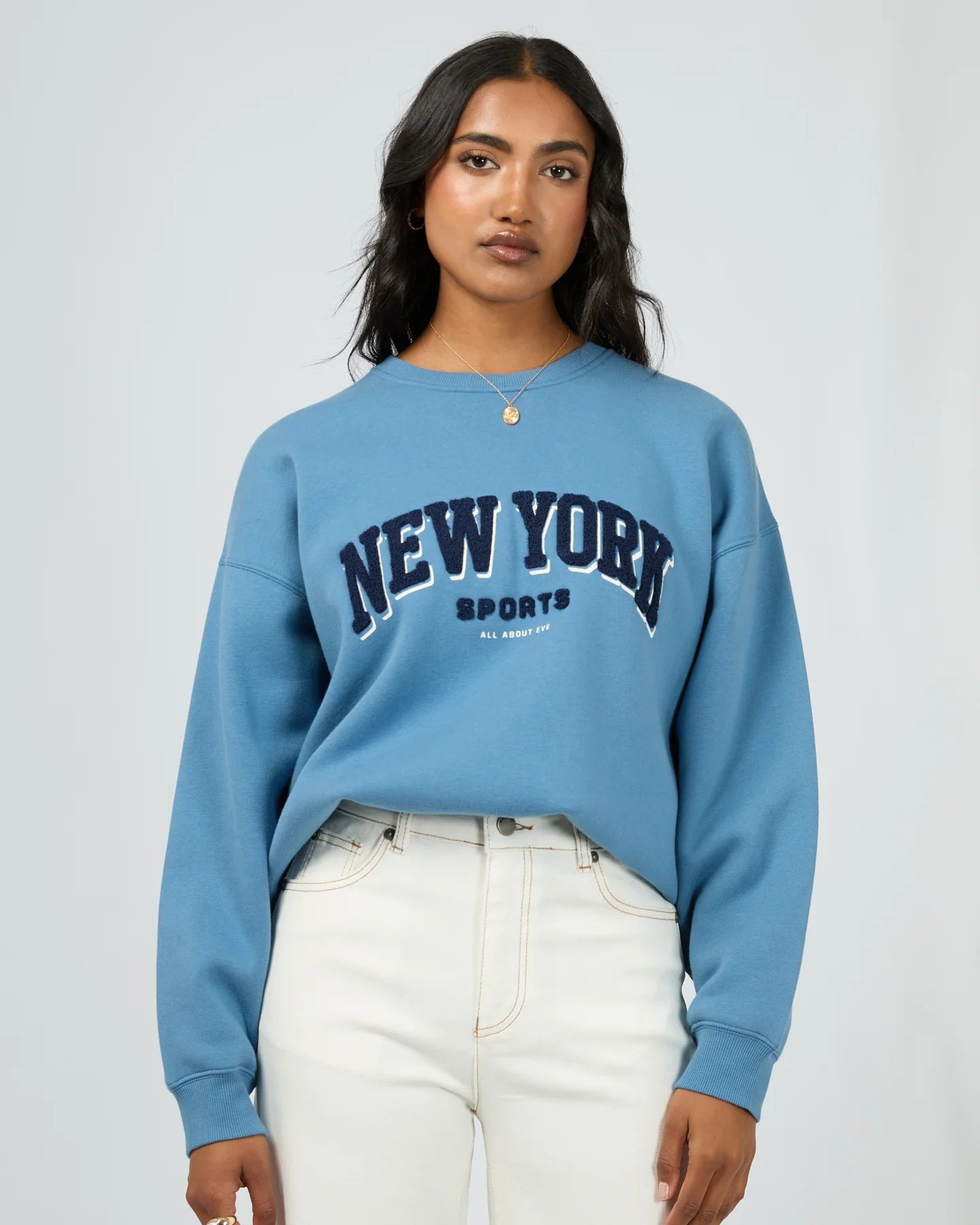 Women's blue crew neck sweatshirt | All About Eve New York Oversized jumper