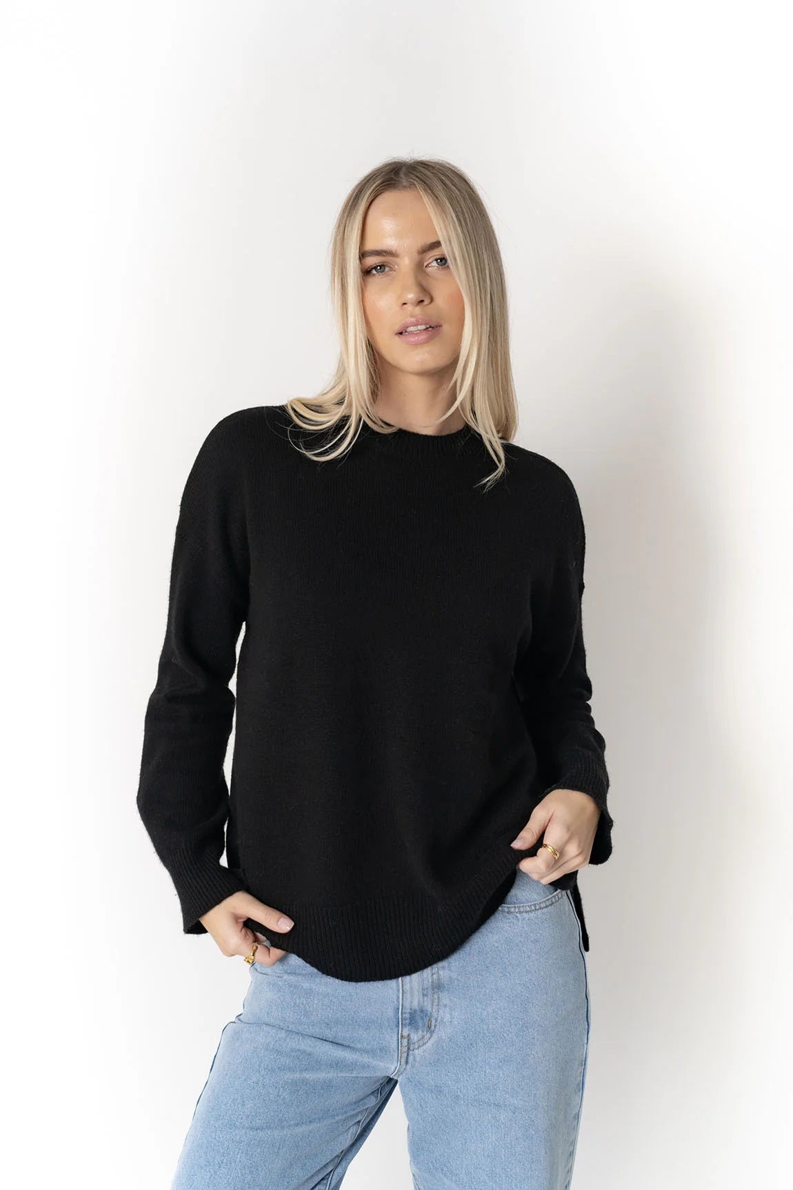 Humidity Asha Knit Jumper in black | oversized wool blend knit sweater