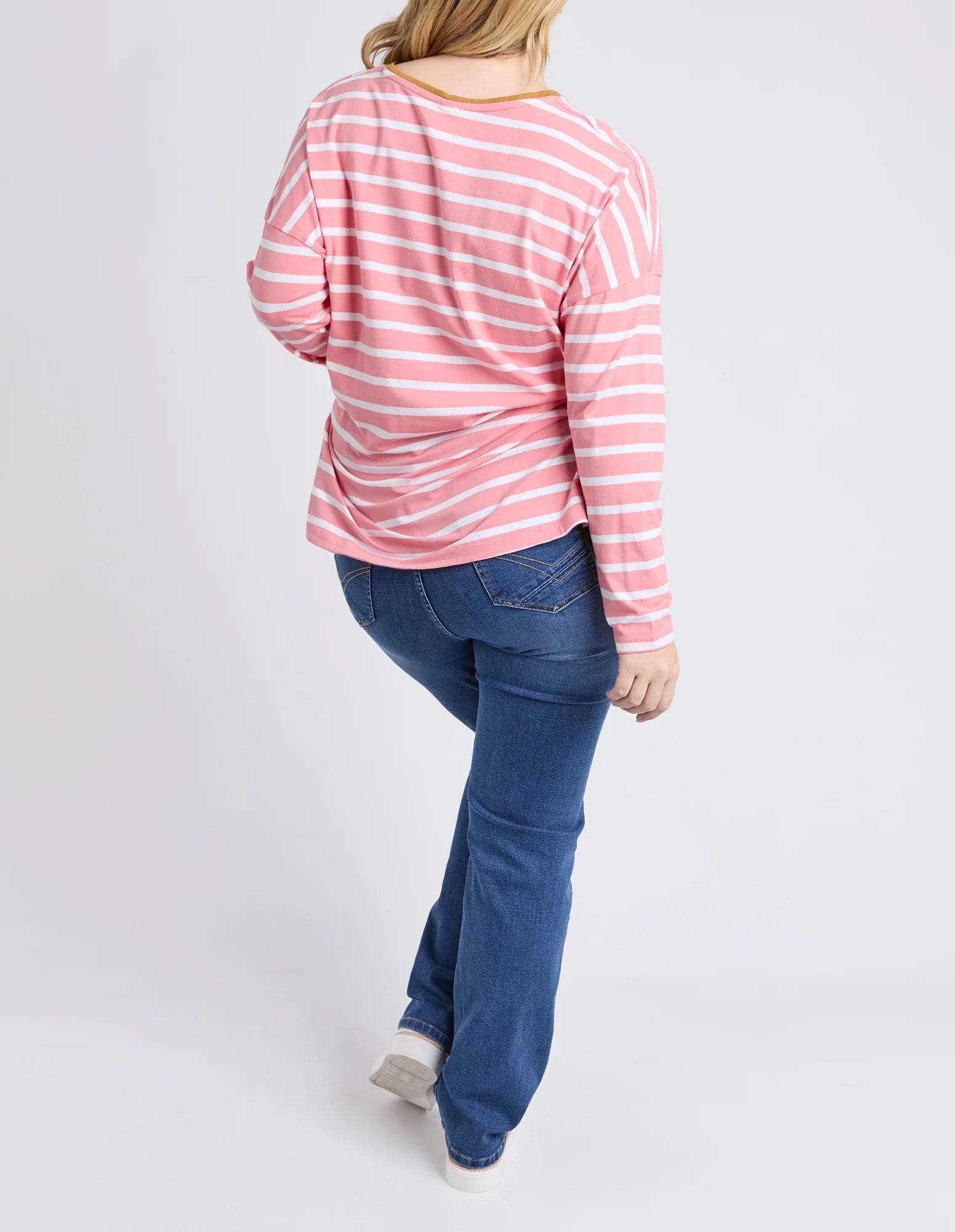 Women's Elm Tully Stripe long sleeve tee pink/white | striped long sleeve T-shirt