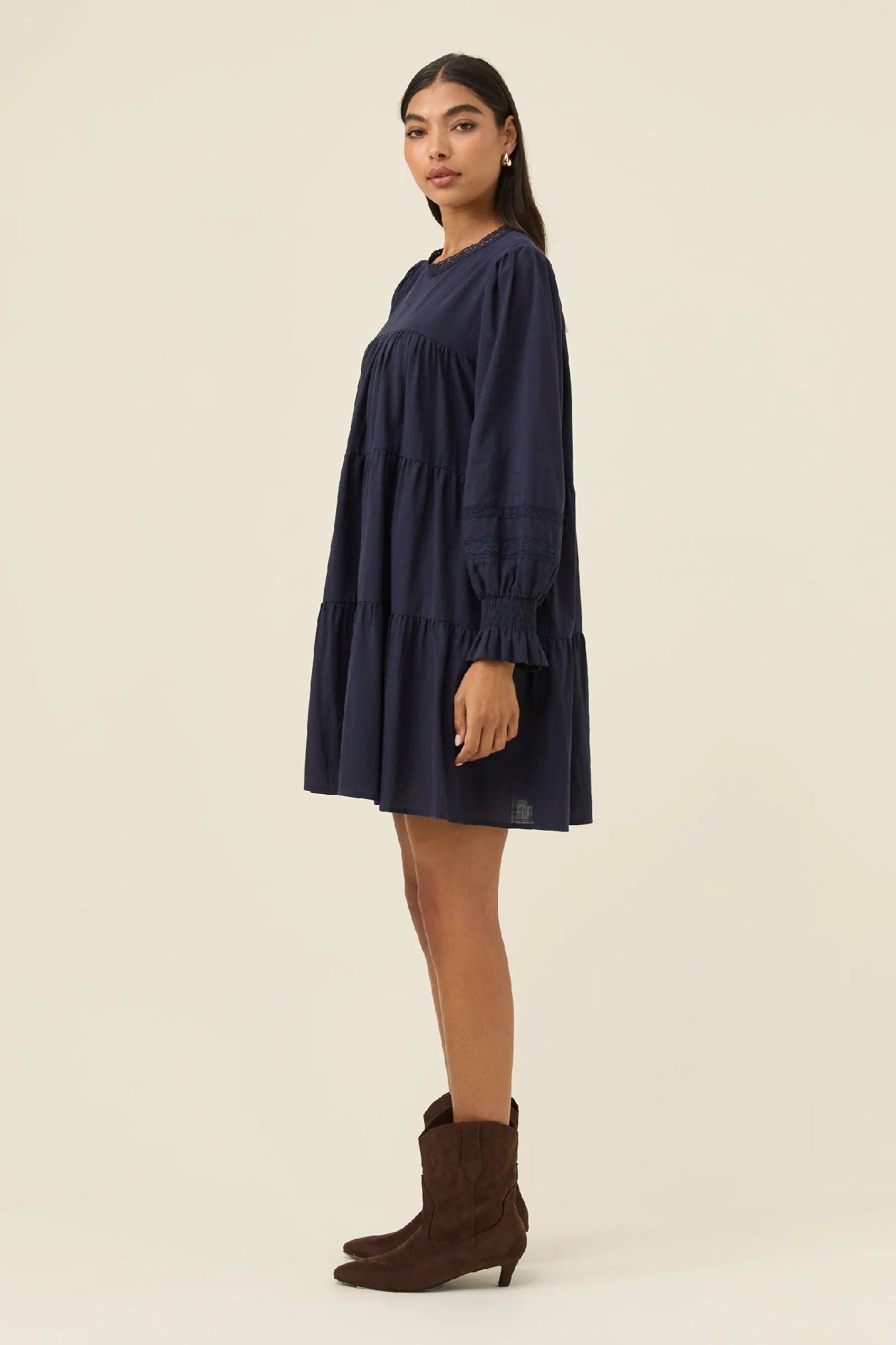Isle of Mine 100% Cotton babydoll dress navy