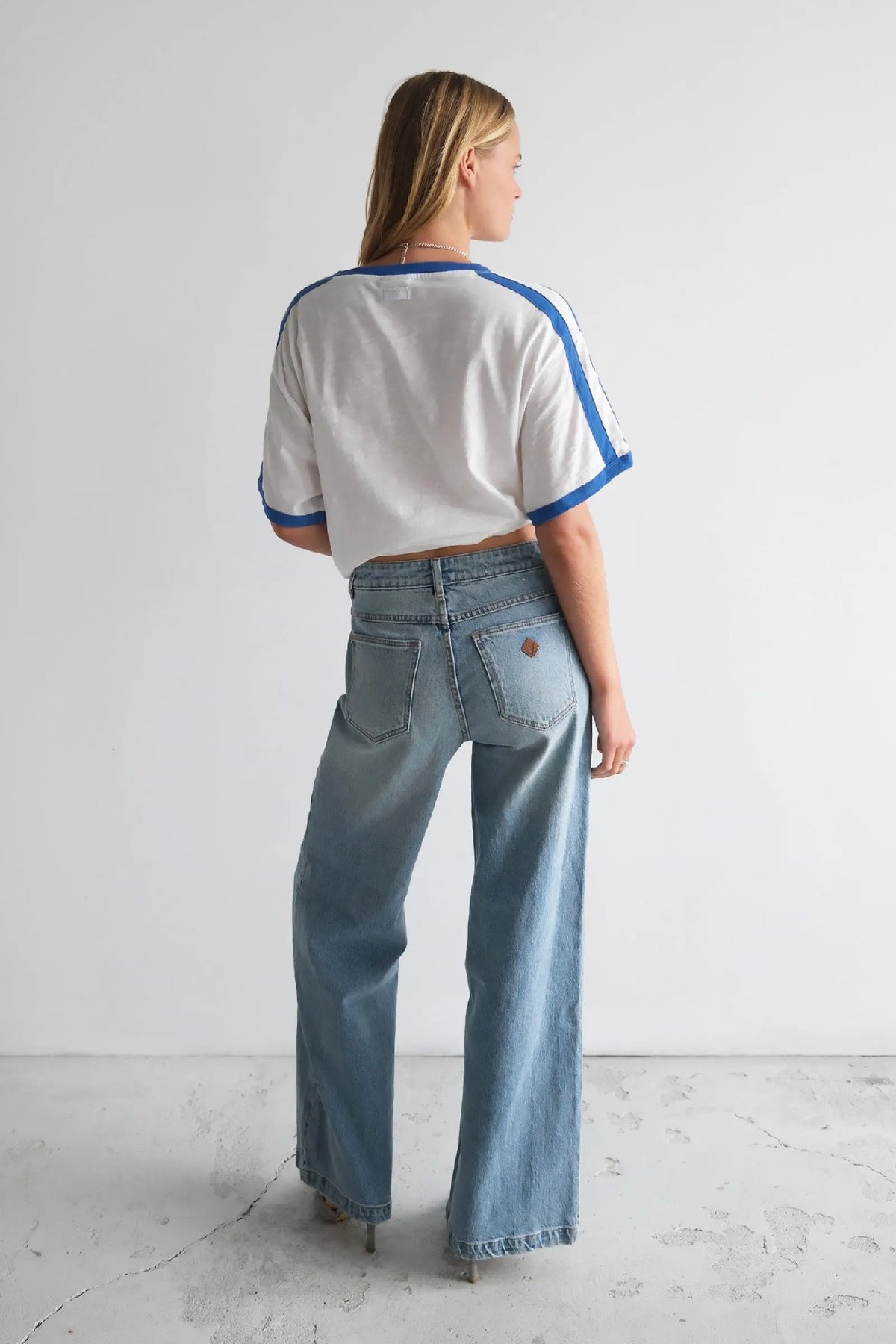 Abrand wide leg denim jeans in bright blue wash