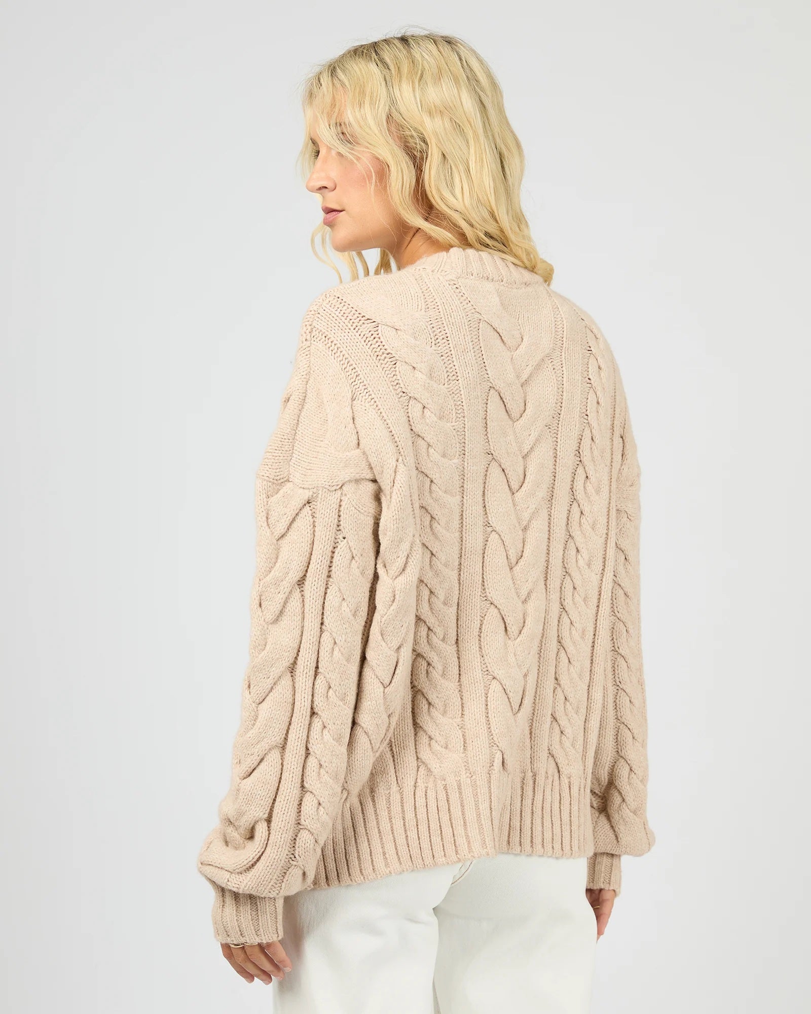 Women's oversized oat knit jumper | cream chunky knit winter sweater