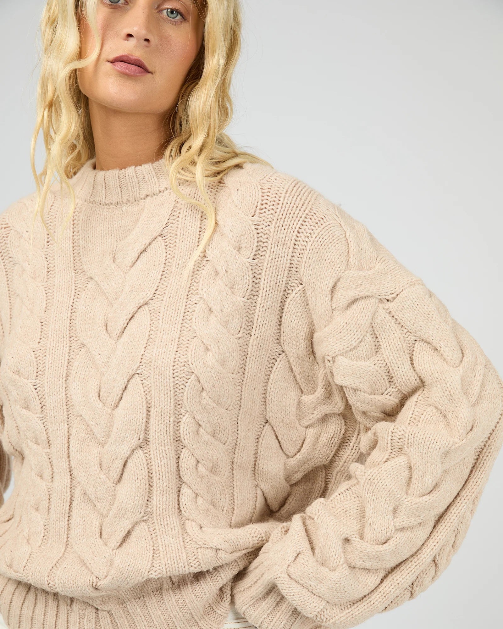 All About Eve Higgins Cable Knit Jumper in Oat | oversized chunky knit sweater