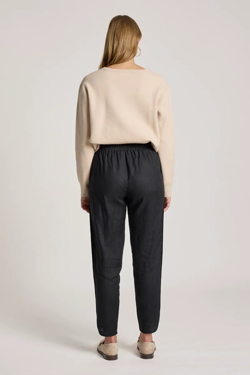 Eb & Ive 100% linen tapered pants - black