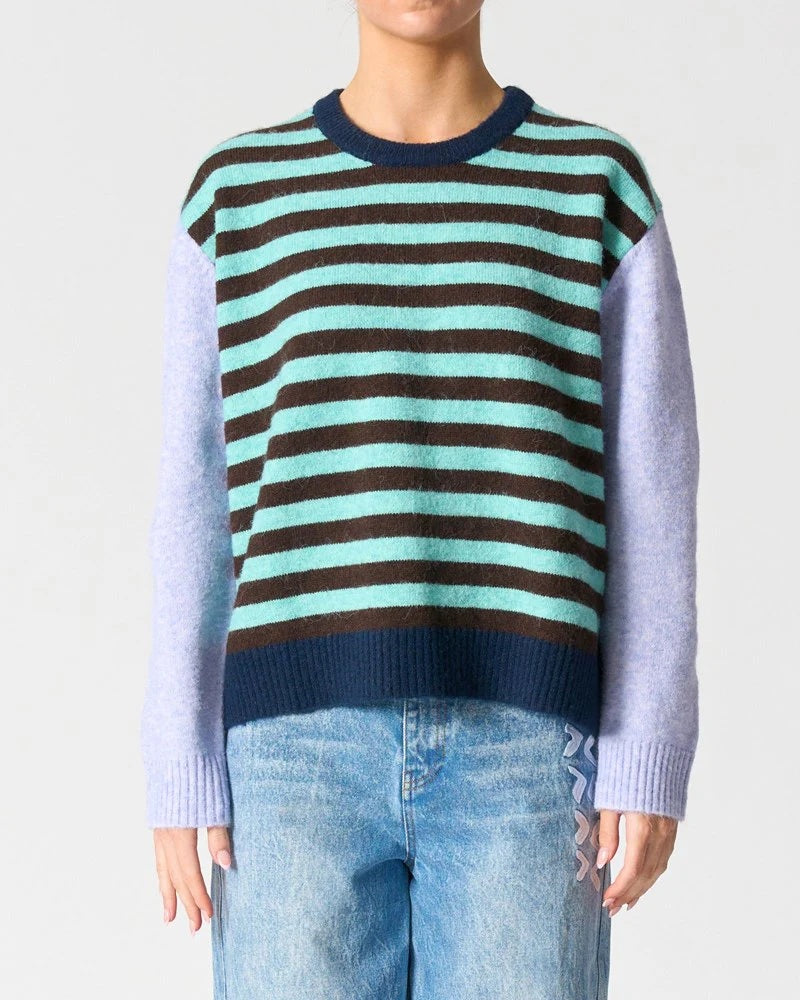 Walnut California Jumper in Blue Stripe | Women's Knitwear Australia