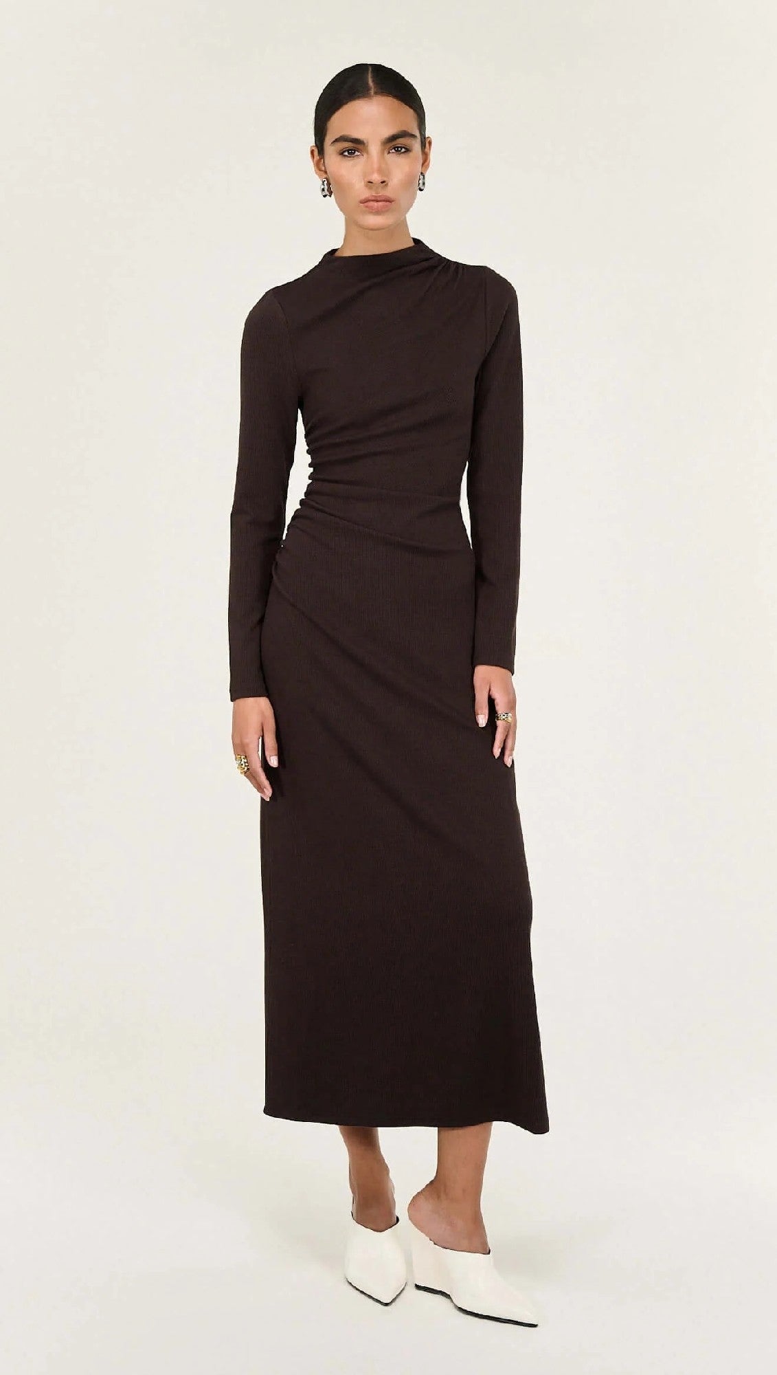 Staple The Label Tilda Midi Dress in chocolate