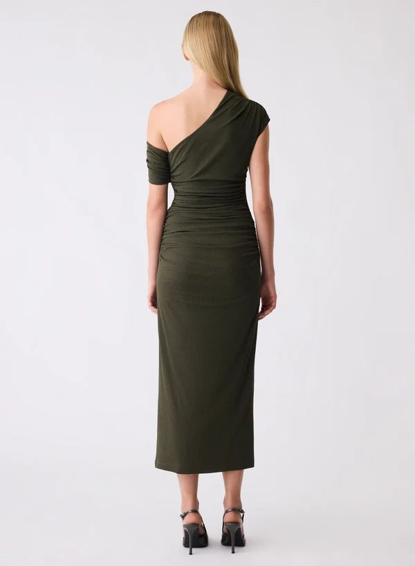 Esmaee Pause asymmetric neckline event midi dress