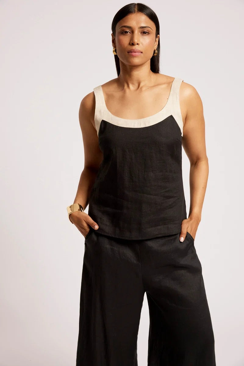 Eb & Ive Maris Splice Tank in Black | Linen Top | Little Extras Lifestyle