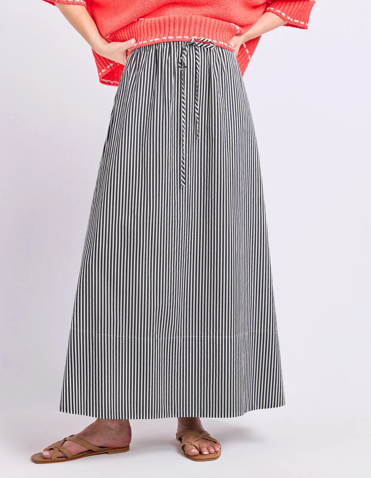 Elm The Willow Skirt in Black | Striped Maxi Skirts Australia