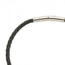 Palas Black Fine Leather Plaited Bracelet 19cm