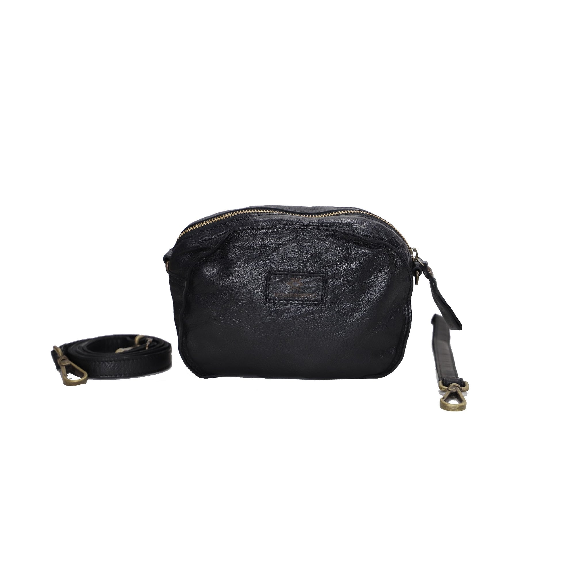 Kompanero Tiffany Leather Handbag [COLOUR:Black]