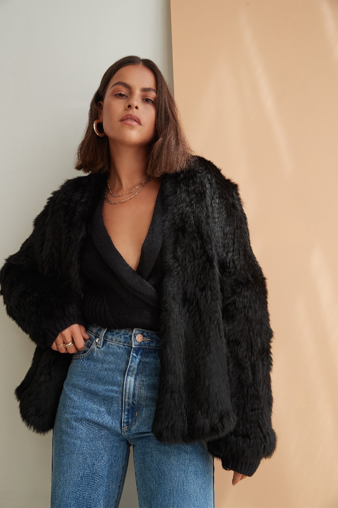 Esmaee Ora Fur Jacket [COLOUR:Black SIZE:XS]