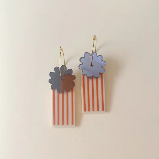 Martha Jean Inez Earrings - Black/Terracotta