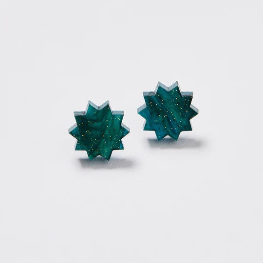 Martha Jean Star Studs - Emerald