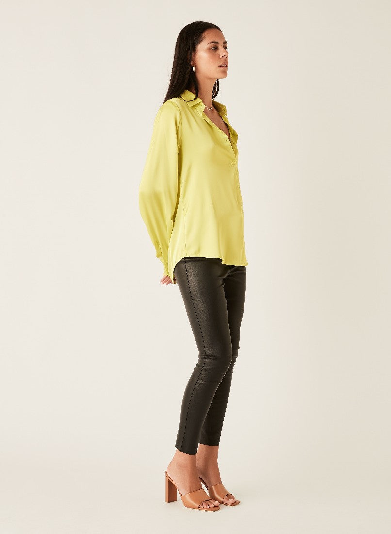 Esmaee Alice Satin Shirt [COLOUR:Chartreuse SIZE:S]