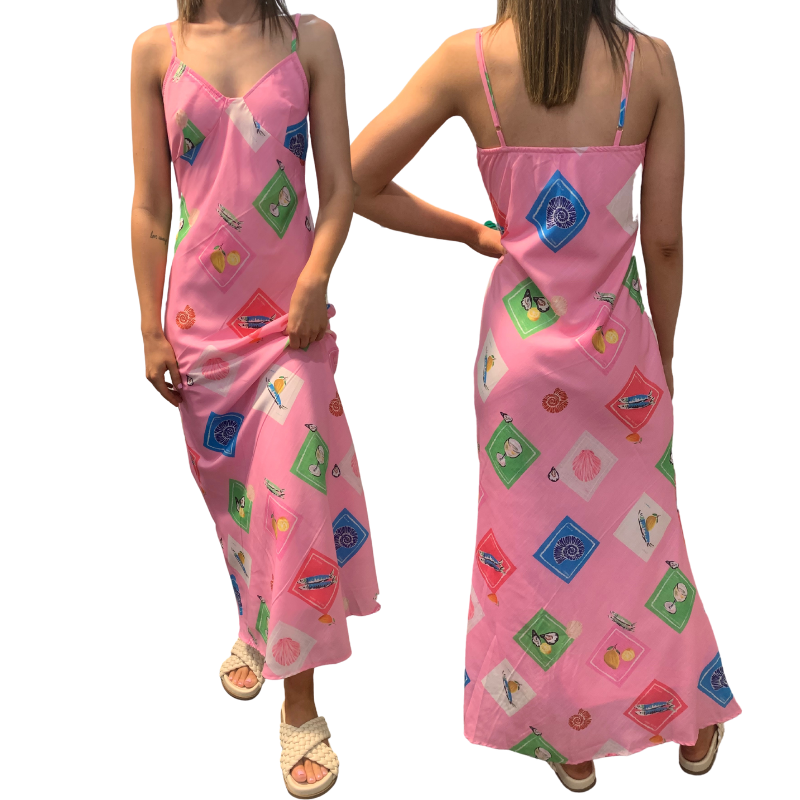 Lel Loves Holiday Vibe Dress [COLOUR:Pink Stamps Print SIZE:XS]