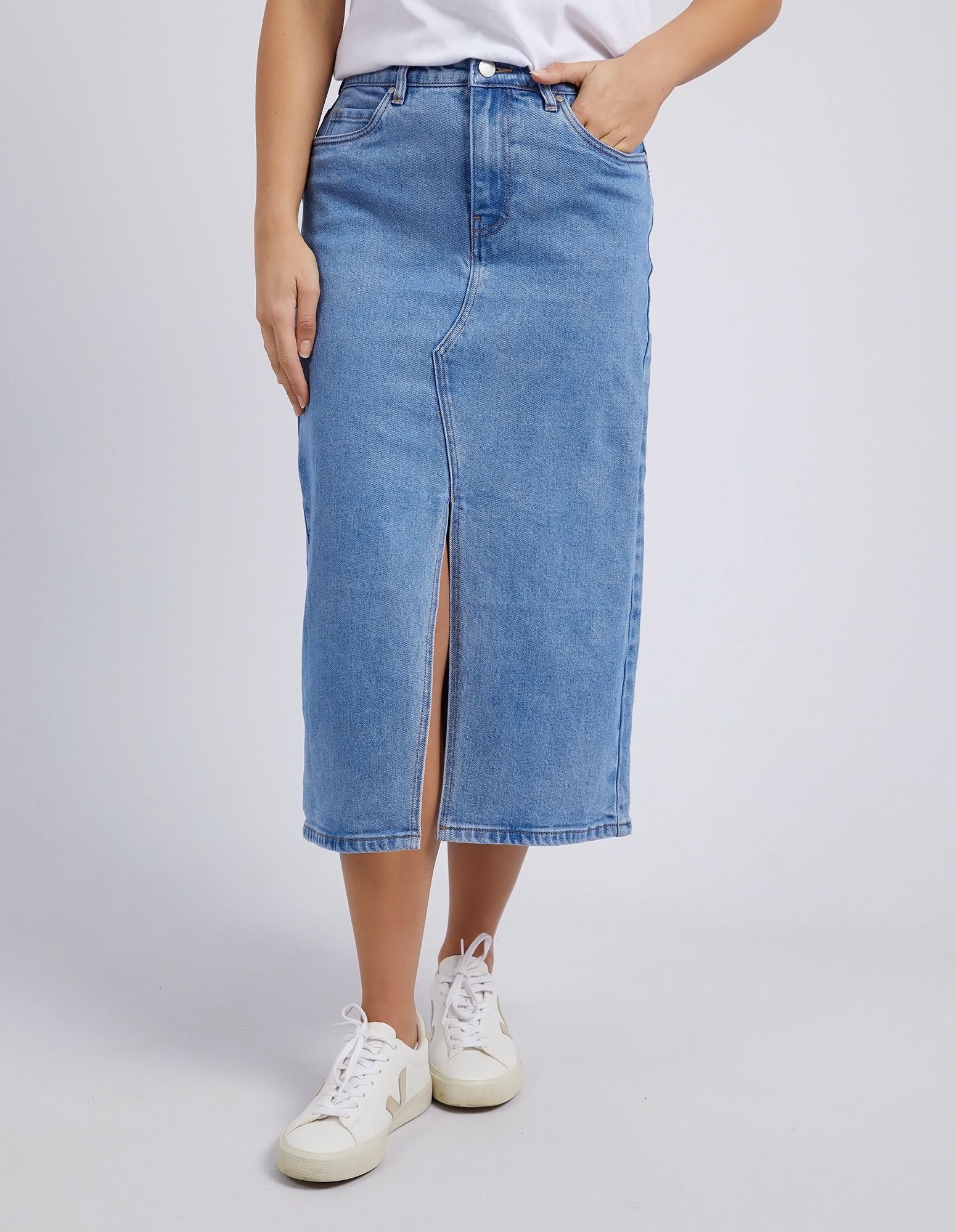 Foxwood Scout Midi Skirt Blue | Women's Midi Skirt | Little Extras Lifestyle Forbes | Women's Denim Skirts Australia