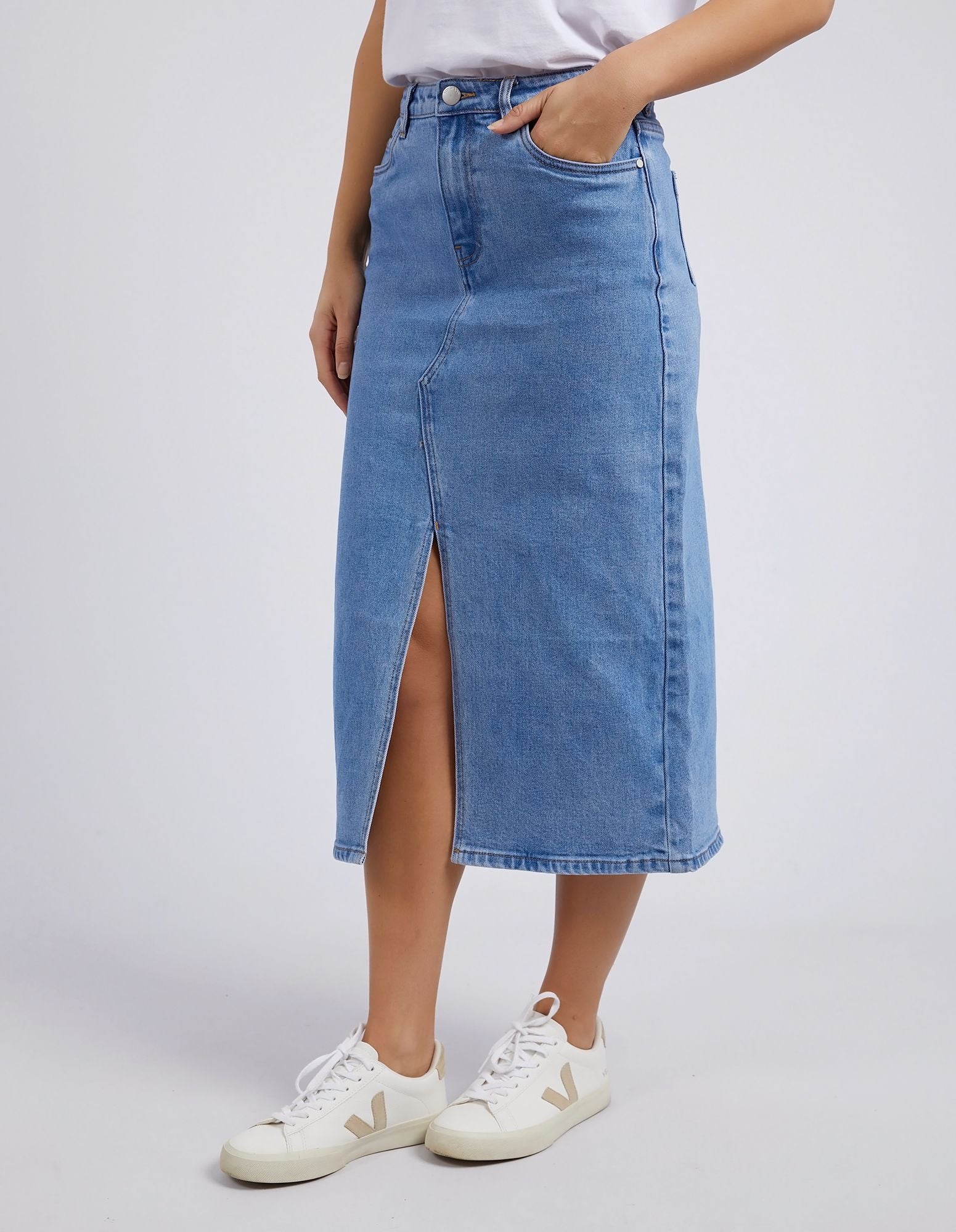 Foxwood Scout Midi Skirt Blue | Women's Denim Skirt | Little Extras Lifestyle Forbes | Women's Skirts Clothing Online Store
