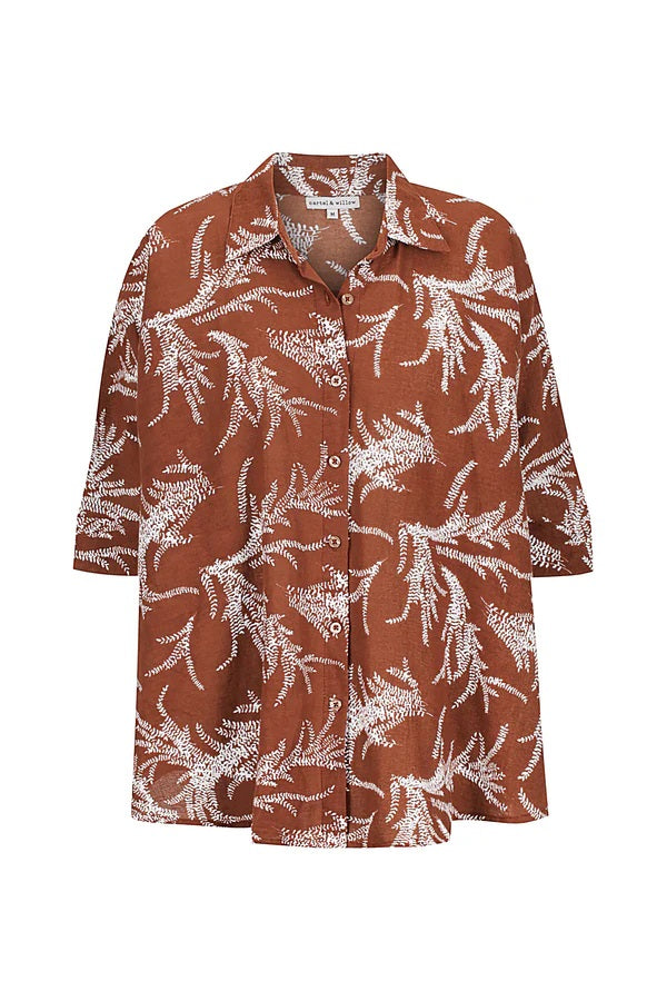 Cartel & Willow Georgie Shirt [COLOUR:Cocoa Leaf SIZE:XS]