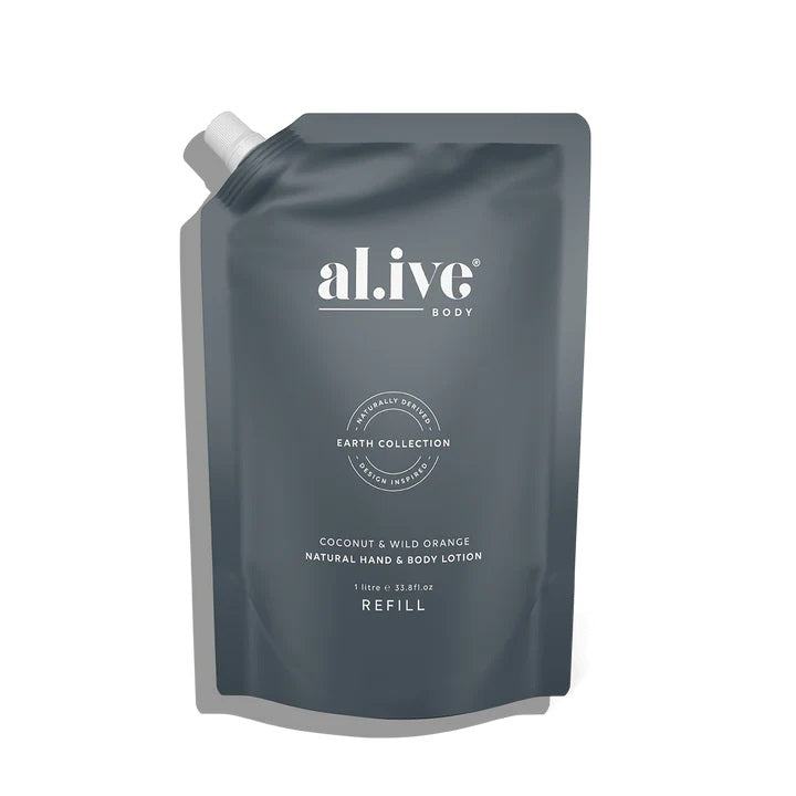 Al.ive Body 1 Litre Lotion Refill - Coconut & Wild Orange