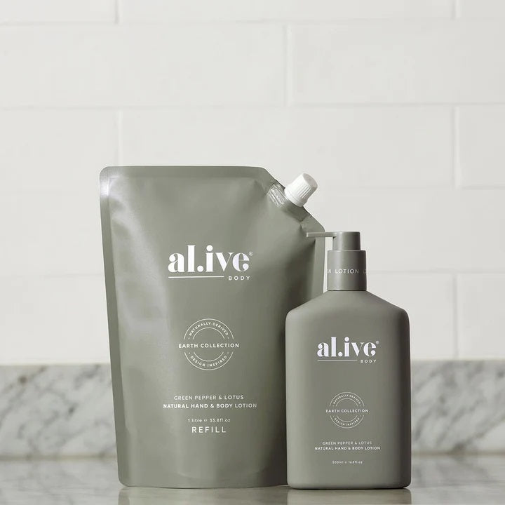 Al.ive Body 1 Litre Lotion Refilll - Green Pepper & Lotus