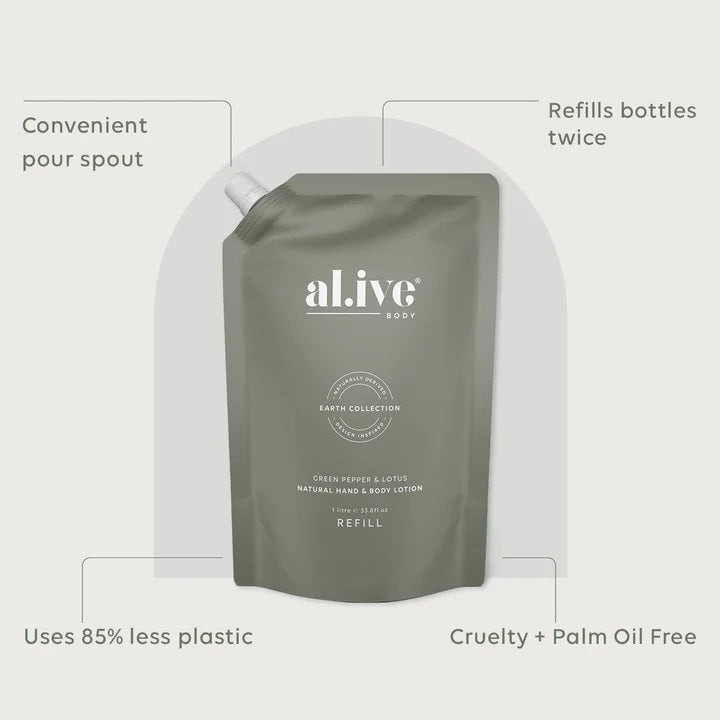 Al.ive Body 1 Litre Lotion Refilll - Green Pepper & Lotus