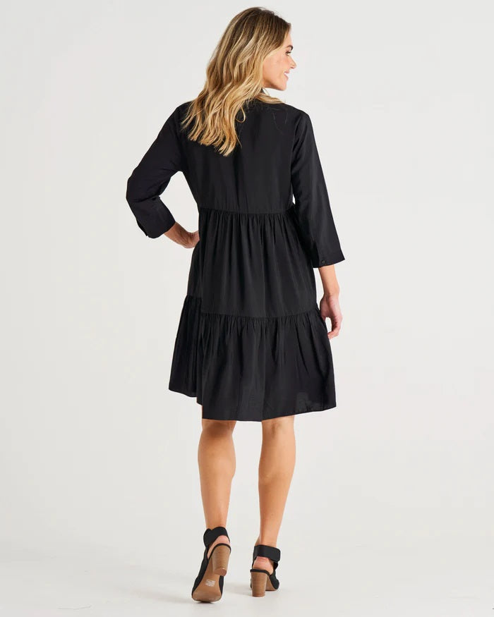 Black V-Neck Long Sleeve Dress | Women's Dresses Australia
