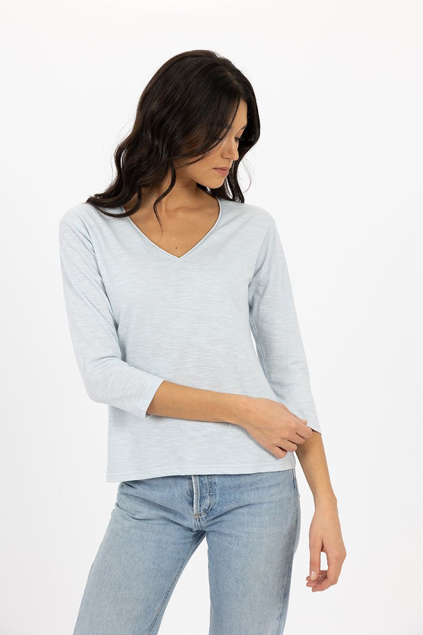 Humidity Stella V-Neck Top [COLOUR:Ice Blue  SIZE:XS]