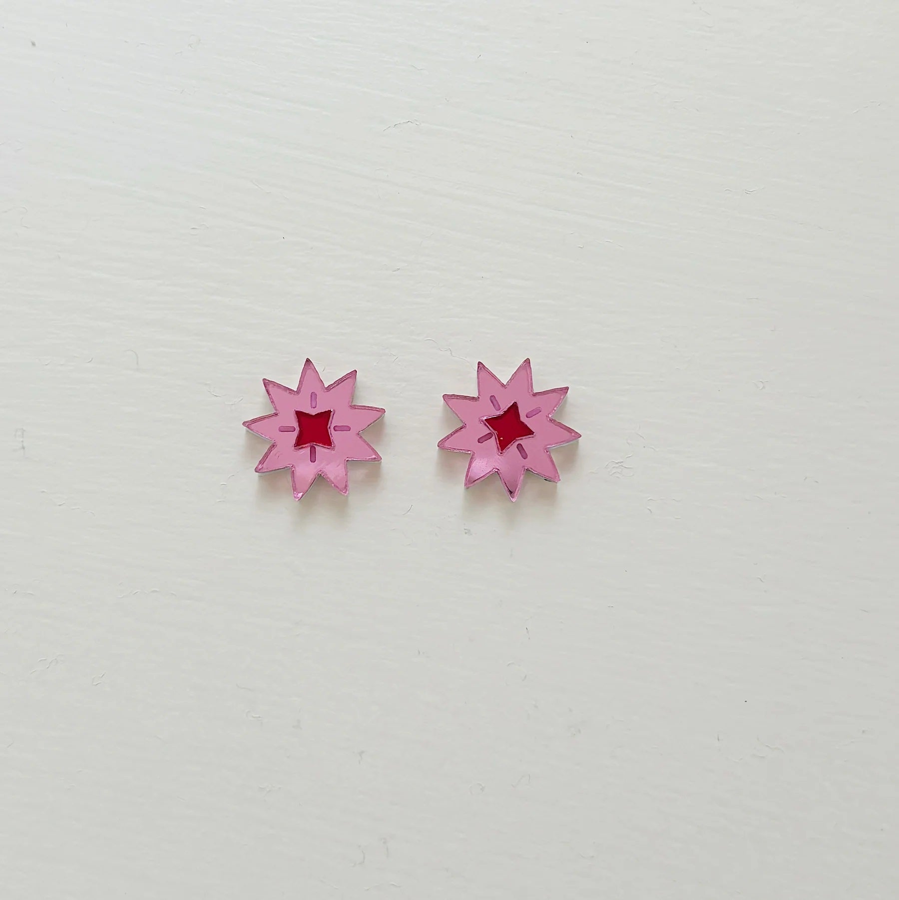 Martha Jean Crystal Star Studs - Pink/Red