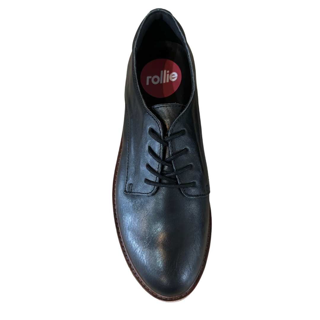 Rollie Derby Rise black leather lace‑up shoes
